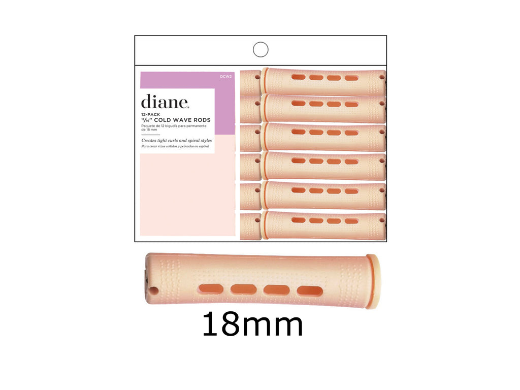 Diane Cold Wave Perm Rods 18mm/11/16" 12 Pack - Long - Sand Colour, Diane Hairdressing Long Perm Rods Pack, Fromm, Diane By Fromm, Plastic Perm Rods, NZ Hair Salon Sundries, NZ Professional Salon Supplies,