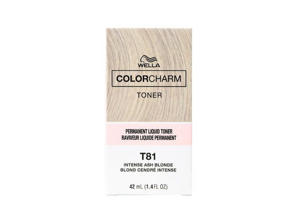 Wella Color Charm T81 Intense Ash Blonde Permanent Toner For Pre-Lightened Hair 42ml, Wella Permanent Toner For Icy Cool Ash Blonde Hair, Intense Ash Toner Ideal For Eliminating Brass From Blonde Hair, Wella Color Charm Toners NZ, NZ Professional Hairdressing Supplies, NZ Salon Supplies, Blonde Hair NZ