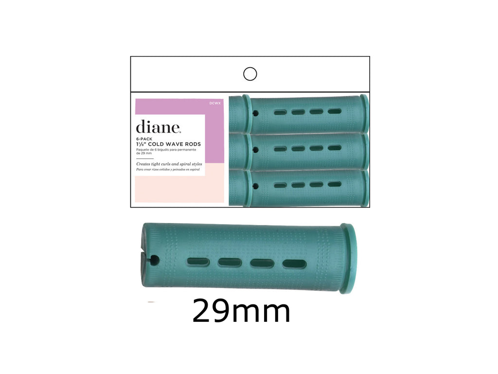 Diane Cold Wave Perm Rods 29mm/1 1/8"- 12 Pack - Long - Jumbo Green Colour, Diane Hairdressing Long Perm Rods Pack, Fromm, Diane By Fromm, Plastic Perm Rods, NZ Hair Salon Sundries, NZ Professional Salon Supplies,