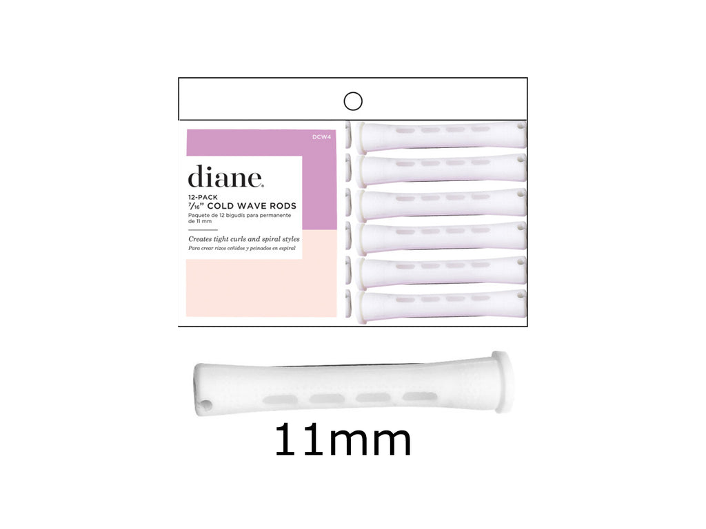 Diane Cold Wave Perm Rods - (K) Long White 11mm - 12 Pack