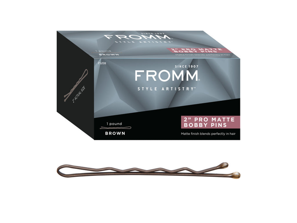 Fromm Style Artistry Matte Brown/Bronze Bobby Pins 2" (50mm) 600 Pack, Professional Hair Pins For Hair Ups/Up-Do's, Wedding Hair Styling Pins, Dance Hair Styling Pins, Matte Finish Hair Pins Blend Into Hair, Professional Hair and Beauty Supplies, NZ Salon Suppliers