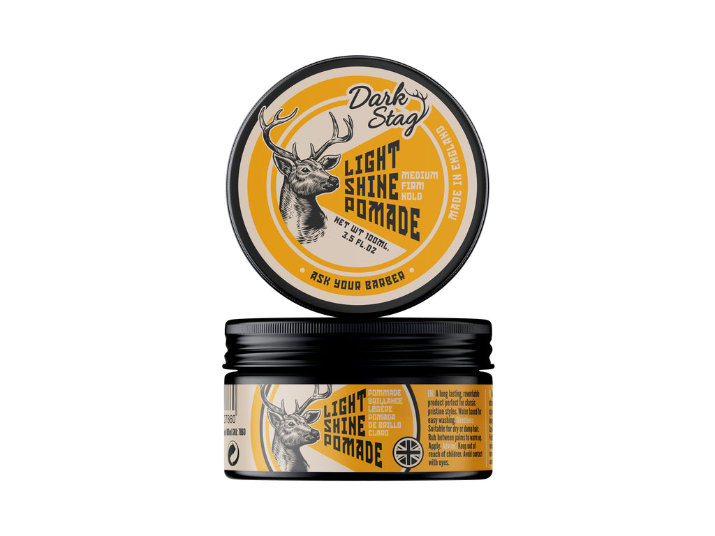 Dark Stag Light Shine Pomade Medium Hold Styling Product, Made In The UK,Official NZ Dark Stag Stockist, Barber Tools, Barber Razor, Barber Scissors, Mens Grooming, NZ Barber Supplies