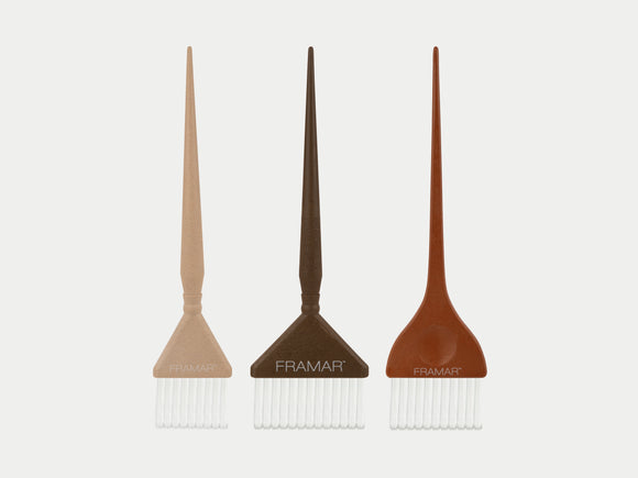 Framar Limited Edition 'Terra' Family Pack Tint Brush Set - 3 Earthy Coloured Tint Brushes, Hair Colour Application Brushes in 3 Sizes, Earthy Toned Hair Tint Brushes in 3 Different Colours, Framar Neutrals, Framar NZ, Salon Supplies NZ, Professional Salon Suppliers NZ, Hair Products Online