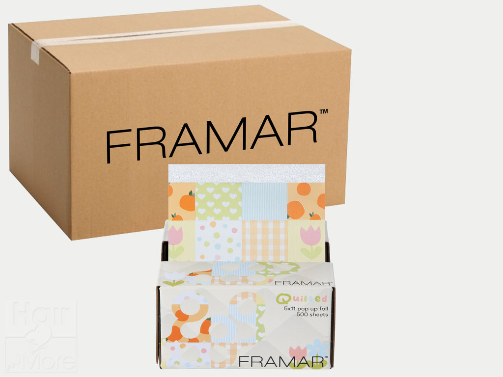 Framar Quilted Limited Edition Highlighting Foil Pop Ups 5x11 500 Foil Count x 12 Boxes, Buy In Bulk And Save, Framar Quilted Limited Edition Collection, Framar Quilted Pastel Colours With Florals & Clementine Oranges, Hair Colouring Pop Up Foils, Framar NZ Stockist, NZ Salon Supplies, NZ Salon Essentials