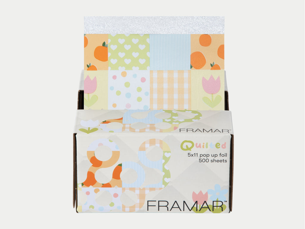 Framar Quilted Limited Edition Highlighting Foil Pop Ups 5x11 500 Foil Count, Framar Quilted Limited Edition Collection, Framar Quilted Pastel Colours With Florals & Clementine Oranges, Hair Colouring Pop Up Foils, Framar NZ Stockist, NZ Salon Supplies, NZ Salon Essentials