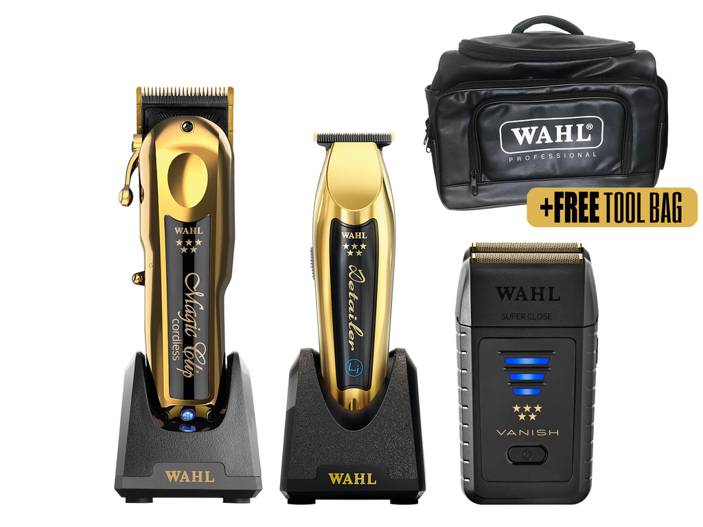 Wahl Cordless Magic Clip + Detailer Li & Vanish Shaver Combo Kit With Free Tool Bag, Official Wahl Stockist NZ, Wahl Pro Tools AU/NZ, Wahl Clipper, Wahl Trimmer, Wahl Shaver, Mens Grooming, Barber Supplies, Wahl Accessories